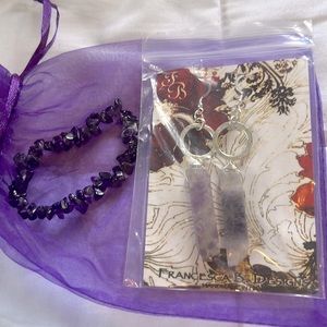 Amethyst bracelet and earrings never used